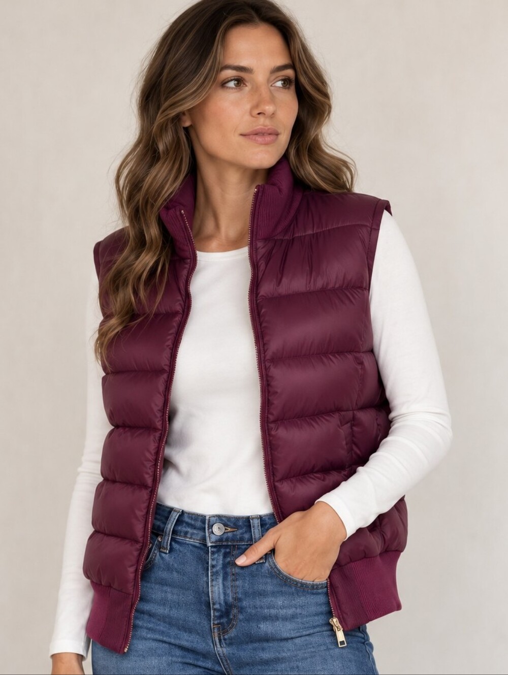 Ted Baker Lydia Purple Quilted Down Puffer Vest Plum Size 2